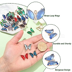 12Pcs Brass Pave Faceted Glass Connector Charms&nbsp;FIND-YW0007-50