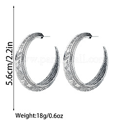 女性用鉄スタッドピアス  ハーフフープピアス  アンティークシルバー  56mm&nbsp;WG0105C-01