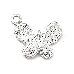 合金ラインストーンペンダント  プラチナトーンのバタフライチャーム  クリスタル  16x19x3mm  穴：2mm&nbsp;ALRI-C007-47P