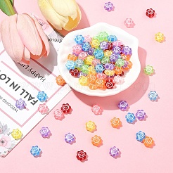 笑顔の透明アクリルビーズ100個  クラフトスタイル  花  10x11x5mm  穴：2mm&nbsp;MACR-YW0003-47A