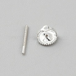 ピン付きスターリングシルバーのイヤリングナット 925 個  銀  6x4.5mm  穴：0.7mm  11x1mm  2個/セット&nbsp;STER-WH20005-03S