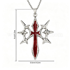 Alloy Enamel Gothic Spiked Cross Pendant Stainless Steel Chain Necklaces for Men&nbsp;WG258B0-02