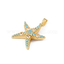 オーシャンブラス＆ラインストーンペンダント  ゴールドカラー  ヒトデのチャーム  22x19.5x4mm  穴：5x3mm&nbsp;RB-CBA4B36-04G-07