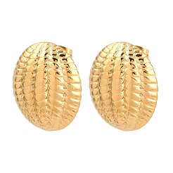 304 Stainless Steel Textured Oval Stud Earrings&nbsp;EJEW-I320-21G-04