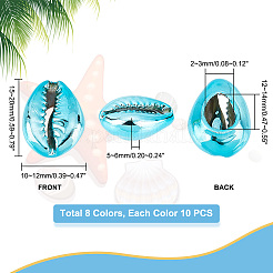 80Pcs 8 Colors Electroplated Cowrie Shell Beads&nbsp;BSHE-PH0001-17