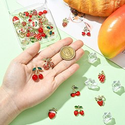 28Pcs 14 Styles Zinc Alloy Rhinestone Fruit Pendants&nbsp;FIND-CJ0004-95