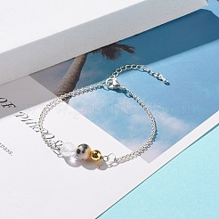 天然宝石リンクブレスレット  304ステンレススチールの金具と真鍮の延長部付き  18x0.2cm&nbsp;BJEW-JB07793-02