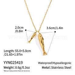 オーシャン 304 ステンレススチール製ダブルフィッシュペンダントネックレス（女性用）  18KGP本金メッキ  21.65インチ（55cm）&nbsp;WI5548