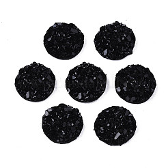 樹脂カボション  イミテーションドゥルージーアゲート  フラットラウンド  ABカラーメッキ  ブラック  8x2.5mm&nbsp;LS-CRES-Q191-HA027-B11
