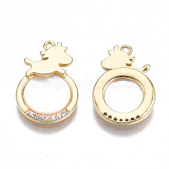 Brass Micro Pave Clear Cubic Zirconia Pendants&nbsp;KK-S356-318-NF