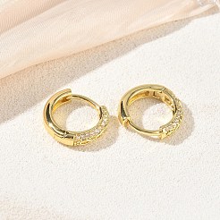 真鍮製マイクロパヴェキュービックジルコニアフープピアス  無限大  カドミウムフリー＆鉛フリー  ラックめっき  長持ちメッキ  18KGP本金メッキ  13x13.5x3mm&nbsp;KK-CBA30C7-10G