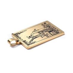 201ステンレスペンダント  ゴールドカラー  タロット模様の長方形  マジシャンi  40x24x1.5mm  穴：4x7mm&nbsp;LS-STAS-B033-01G-01