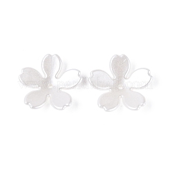 Absプラスチック模造真珠ビードキャップ  5  - 花びらの花  ホワイト  25x26x5.5mm  穴：1.8mm&nbsp;KY-Q004-04A