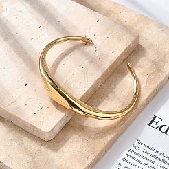 女性用304ステンレススチールカフバングル  ゴールドカラー  内径：2-3/8x1-7/8インチ（6.05x4.8cm）&nbsp;BJEW-B108-06G