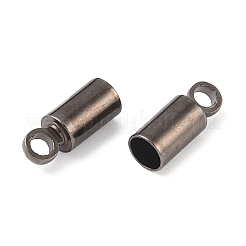真鍮製コードエンドパーツ  ニッケルフリー  ガンメタ色  9x3.5mm  穴：1.5mm  3mm内径&nbsp;EC038-B-NF