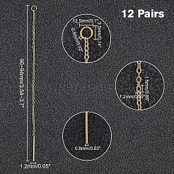 304ステンレススチールイヤリング金具  アメリカンピアス  ゴールドカラー  90~94x1.2mm  ピン：0.8mm  12pair /箱&nbsp;STAS-UN0016-40G