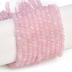 天然石ホワイトジェイドビーズ連売り  ファセットロンデル  染め  ピンク  4~4.5x3mm  穴：1mm  約112~121個/連  13.54''~13.98''（34.4~35.5センチメートル）&nbsp;X-G-Z069-01K