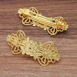 Brass Filigree Hair Barrette&nbsp;OHAR-PW0001-206AB