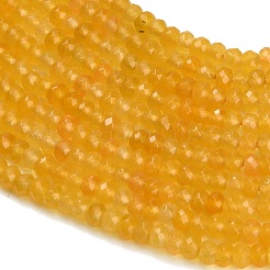染め加工天然石ホワイトジェイドビーズ連売り  ロンデル  多面カット  ゴールド  4x3mm  穴：0.9mm  約118個/連  13.78''（35センチメートル）&nbsp;GG-CBAF9EE-A02-3x4mm