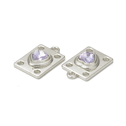 ラックメッキ合金ガラスペンダント  プラチナ  ハートのチャームが付いた長方形  ミックスカラー  19.5x12.5x5mm  穴：1.8mm&nbsp;PALLOY-P291-06P