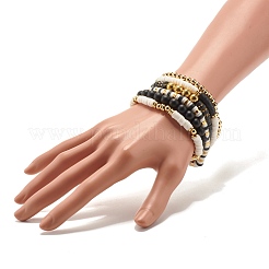 Handmade Polymer Clay Heishi Beads Stretch Bracelets Set&nbsp;BJEW-JB07396