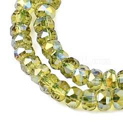 電気メッキガラスビーズセット  パール光沢メッキ  多面カット  ロンデル  黄緑  2.4~3.2x4mm  穴：1mm  約147~152個/連  39~45cm&nbsp;GLAA-Q105-03-02