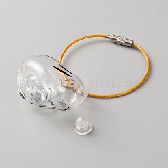 鉄とシリコンのヘアストレージカプセルペンダント  ゴールドカラー  猫の形  透明  80mm&nbsp;AJEW-WH0596-295E