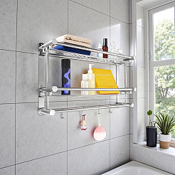 ステンレス製のバスルームタオルロールホルダー  壁掛けトイレットペーパーホルダー  ステンレス鋼色  380x600x150mm&nbsp;DIY-TAC0020-94