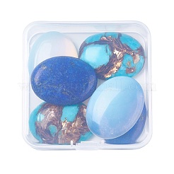 Opalite & Natural Lapis Lazuli & Dyed Synthetic Turquoise Cabochons&nbsp;G-JP0001-14
