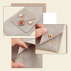 スナップファスナー付き糸くず布ジュエリーギフトポーチ  ジュエリー収納袋  長方形  ゲインボロ  9.5x10cm&nbsp;ABAG-WH0045-08C