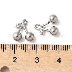 304ステンレススチールチャーム  チェリーチャーム  変色防止  ステンレス鋼色  11.5x11.5x4.5mm  穴：1mm&nbsp;STAS-Z133-01P