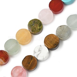 Natural Mixed Stone Flat Round Beads strands&nbsp;G-M454-B01