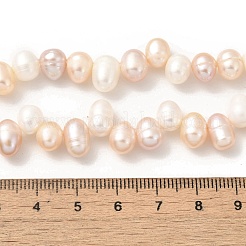 天然養殖淡水パールビーズ連売り  トップ掘削  ライス  ミックスカラー  7~8mm  穴：0.6mm  約31個/連  7.28インチ（18.5cm）&nbsp;PEAR-A006-29B