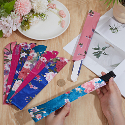 8Pcs 4 Styles Silk Cloth Floral Print Chinese Folding Fan Storage Bags&nbsp;ABAG-CY0001-06
