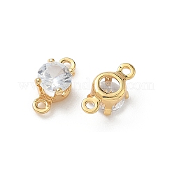 Brass Pave Clear Cubic Zirconia Connector Charms&nbsp;KK-Z136-54A-G