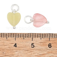 天然＆合成混合原石のペンダント  ハートチャーム  銀  11.5x8x2mm  穴：3.5mm&nbsp;PALLOY-JF05586-02
