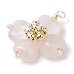 Rose Quartz Copper Wire Wrapped Synthetic Hematite Bead Pendants&nbsp;PALLOY-JF02947-05