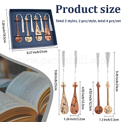 木製琵琶しおり4個  ポリエステルタッセルペンダントブックマーク  ミックスカラー  240~250mm&nbsp;AJEW-WH20020-235