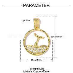 Brass Micro Pave Clear Cubic Zirconia Pendants&nbsp;CU-OY001-19G