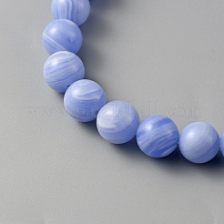 天然染色ブルーレースアゲートビーズ連売り  ラウンド  8mm  穴：1mm  約45~49個/連  15.35インチ（39cm）&nbsp;G-WH0016-42B