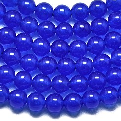天然石マレーシアジェイドビーズ連売り  染め＆加熱  ラウンド  ダークブルー  6~6.5mm  穴：1mm  約60~62個/連  14.96インチ（38cm）&nbsp;G-L645-C01-6mm-19