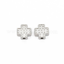 チベット風合金ビーズ  クロス  カドミウムフリー＆鉛フリー  プラチナ  8x8x3mm  穴：1.4mm  約1470個/1000g&nbsp;TIBEB-N005-044