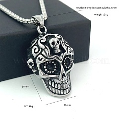Punk Retro 304 Stainless Steel Skull Pendant Necklaces for Women Men&nbsp;LM6157