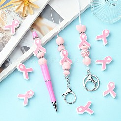 啓発リボンシリコンフォーカルビーズ10個  ピンク  27.5x22x8mm  穴：2mm&nbsp;JX887A