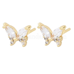 Brass Micro Pave Cubic Zirconia Stud Earrings for Women&nbsp;KK-A305-06G-01