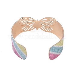 女性用蝶合金オープンカフバングル  カラフル  内径：2-3/8インチ（5.95cm）  25mm&nbsp;LS-BJEW-L686-01A