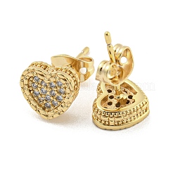 Brass Micro Pave Cubic Zirconia Ear Studs&nbsp;EJEW-P261-27B-G