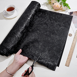 花柄PVCレザー生地  DIYクラフト用品  ブラック  1370x1mm&nbsp;DIY-NB0015-59A