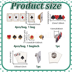 トランプのエナメルピン  バックパック用合金ラペルピンバック  混合図形  ミックスカラー  12~28x10~35mm&nbsp;JEWB-GA0001-43