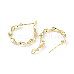 925スターリングシルバーフレンチフックピアス  ツイストリング  18KGP本金メッキ  27x21x3mm&nbsp;EJEW-K258-20G